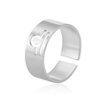 Adjustable stainless steel Libra zodiac sign open ring in a silver finish for women - Steel-Libra