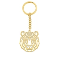 Portachiavi in acciaio inossidabile dorato con testa di tigre e design geometrico - Oro