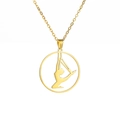 Collier en acier inoxydable doré avec pendentif circulaire ajouré motif silhouette de yoga - Or-Yoga