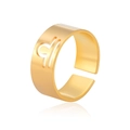 Adjustable golden stainless steel Libra zodiac ring with polished finish and hollow symbol - Gold-Libra