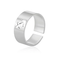 Silver Sagittarius zodiac sign open ring in polished stainless steel for women - Silver-Sagittarius