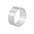 Adjustable silver stainless steel ring with Pisces zodiac sign cutout design - Silver-Pisces