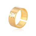 Gold plated stainless steel Pisces zodiac open ring with adjustable band and hollow cutout - Gold-Pisces