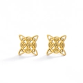 Vintage Keltische Kreuz Ohrstecker für Damen in Gold-Finish mit geometrischem Hohlmuster - Gold