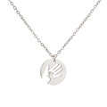 Collier en acier inoxydable argenté avec pendentif main mère-enfant ajouré - Acier