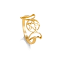 Anello dea tripla luna in acciaio inossidabile dorato con pentagramma e finitura lucida - US 7 / Oro