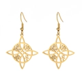 Goldene Hexenknoten-Ohrringe mit keltischen Symbolen und Pentagramm aus Edelstahl - Gold