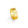 Gold plated stainless steel wide ring featuring hollow four-leaf clover cutout patterns - US 7 / Gold