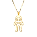 Minimalist gold hollow astronaut pendant necklace with stainless steel cross chain - Gold