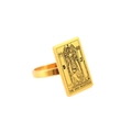 Golden stainless steel tarot ring featuring The High Priestess card design - Size 7 / The High Priestess / Gold