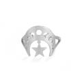 Silver crescent moon phase ring with star charm in minimalist stainless steel - US 7 / Steel