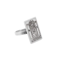 Silver stainless steel tarot ring featuring The High Priestess engraving in a flat rectangle - Size 7 / The High Priestess / Steel