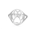 Minimalist silver stainless steel ring featuring cutout hollow animal paw prints - US 7 / Steel