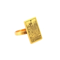 Golden rectangular stainless steel tarot ring featuring The Empress III card design - Size 7 / Queen / Gold
