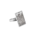 Silver stainless steel tarot ring featuring the Empress card design in a rectangular shape - Size 7 / Queen / Steel