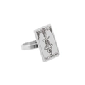 Silver stainless steel tarot ring featuring The Hanged Man XII rectangle engraving - Size 7 / Inverted / Steel
