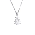 Collar plateado con colgante de árbol de Navidad calado y estrella en acero inoxidable - Plateado