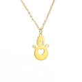 Golden snowman pendant necklace with hollow heart detail on minimalist chain jewelry - Gold