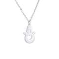 Polished silver snowman necklace with heart cutout and delicate steel chain for women - Steel