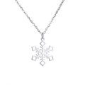 Elegant silver snowflake pendant necklace in stainless steel with a fine link chain for women - Steel