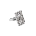 Silver stainless steel tarot ring featuring the Sun card design with black engraved details - Size 7 / Sun / Steel