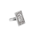 Silver stainless steel tarot ring featuring The World card design in a gothic retro style - Size 7 / WORLD / Steel