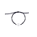 Women's black cord bracelet featuring a silver hollow cloud pattern lucky charm - Black/Silver