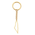 Golden stainless steel keychain with hollowed-out Israel and Palestine map outline pendant - Gold