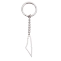 Minimalist silver stainless steel keychain featuring a hollow Palestine map pendant charm - Silver