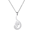 Minimalist silver kitten pendant necklace in polished stainless steel for women - Steel