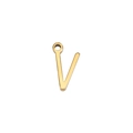 Polierter goldener Edelstahl-Anhänger in Form des Buchstabens V mit runder Öse oben - Gold-V