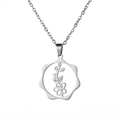 Collana con fiore del mese di nascita in argento e ciondolo a margherita traforato - Colore Acciaio - Biancospino