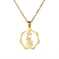 Collana con ciondolo a forma di fiore di nascita dorato e design floreale traforato - Colore Oro - Biancospino