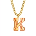 Collier chaîne gourmette dorée avec pendentif lettre K style baseball hip hop - Lettre K