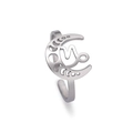 Bague Capricorne réglable en acier inoxydable avec design de croissant de lune évidé - Capricorne / Acier