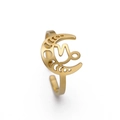 Bague ajustable dorée en acier inoxydable avec signe du Capricorne et croissant de lune - Capricorne / Or