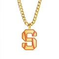Collier à maille gourmette dorée avec pendentif lettre S et détails de couture baseball - Lettre S