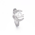 Bague Balance ajustable en acier inoxydable argenté avec motif lune évidé - Balance / Acier