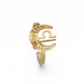 Bague réglable dorée en acier inoxydable avec signe Balance et phases de lune - Balance / Or