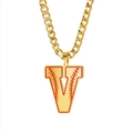 Collier chaîne gourmette dorée avec pendentif lettre V thème baseball pour femme - Lettre V
