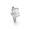 Bague zodiaque ajourée en acier inoxydable argenté avec motifs lune et vagues - Cancer / Acier