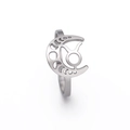 Bague en acier argenté avec croissant de lune, signe du Taureau et phases lunaires - Taureau / Acier