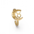 Bague ouverte minimaliste en acier doré avec croissant de lune et symbole du Taureau - Taureau / Or