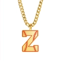 Collier maille gourmette dorée avec pendentif lettre Z motif couture de baseball - Lettre Z