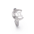 Bague Gémeaux en argent ajustable avec phases de lune et symboles astrologiques - Gémeaux / Acier