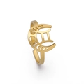 Bague réglable en acier doré avec le signe des Gémeaux et motif de croissant de lune - Gémeaux / Or