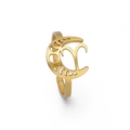 Bague ajustable dorée avec les phases de la lune et le symbole du Bélier - Bélier / Or