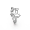 Bague réglable en acier argenté avec signe du zodiaque Lion et motif demi-lune - Lion / Acier