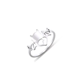 Anello in acciaio inossidabile argento con ali di pipistrello e cuore in stile punk - US 7 / Colore acciaio