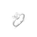 Minimalist silver bear ring in stainless steel with cute hollow animal face design - US 7 / Steel
